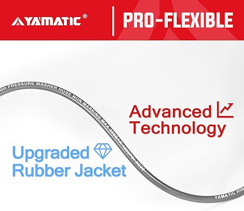 Miniatura 3 de YAMATIC Manguera de lavado a presión de 14 pulgadas 4200 PSI sin marcas, 50 pies, para agua calientefría, alambre de goma trenzado, sin torceduras,