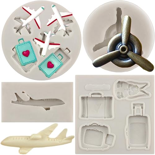 Sijiangmold Molde de silicona para aviones, moldes de hélice de avión para fondant para cupcakes, decoración de pasteles, caramelo, chocolate,