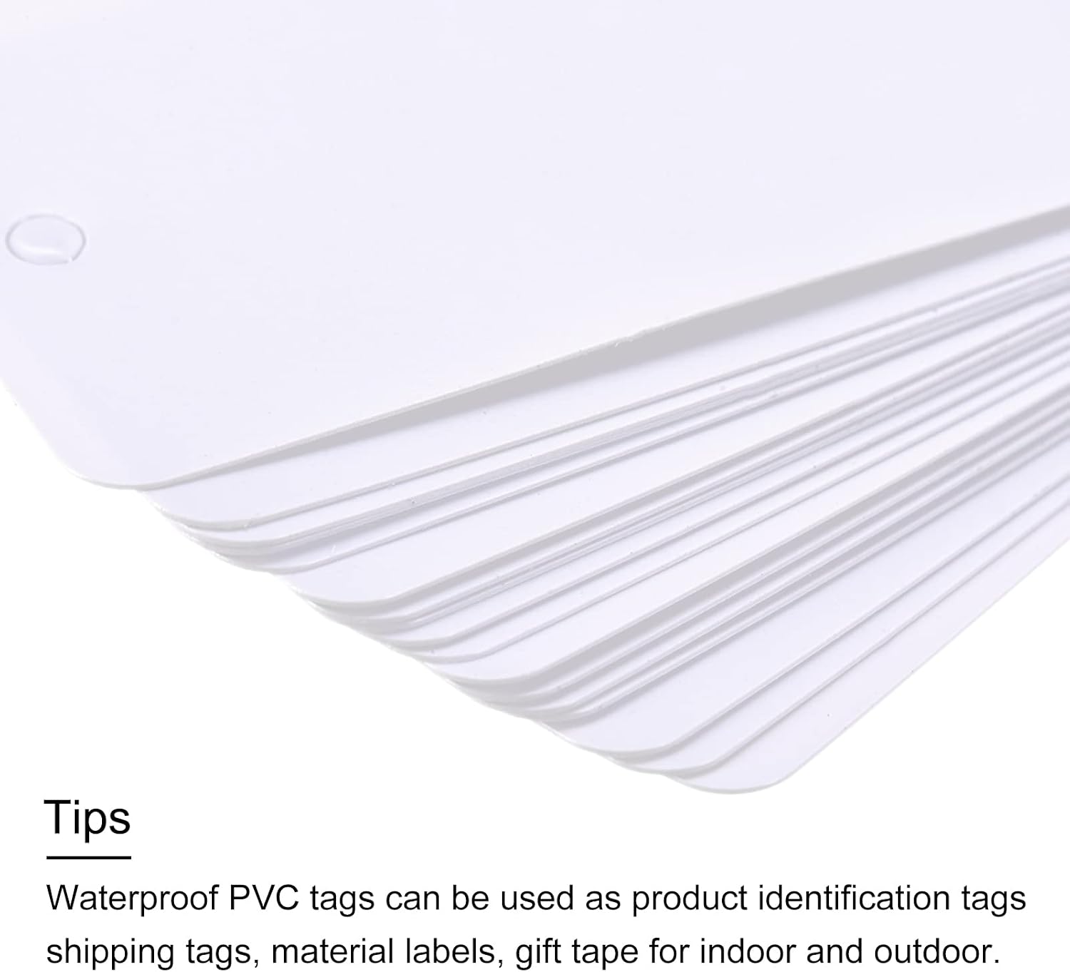 MECCANIXITY Blank Waterproof Eyelet Hole Plastic Shipping Tags, for Product Identification Tags, Valve Marking, Outdoor Tagging,1.2 x 2 Inch White Pack of 100
