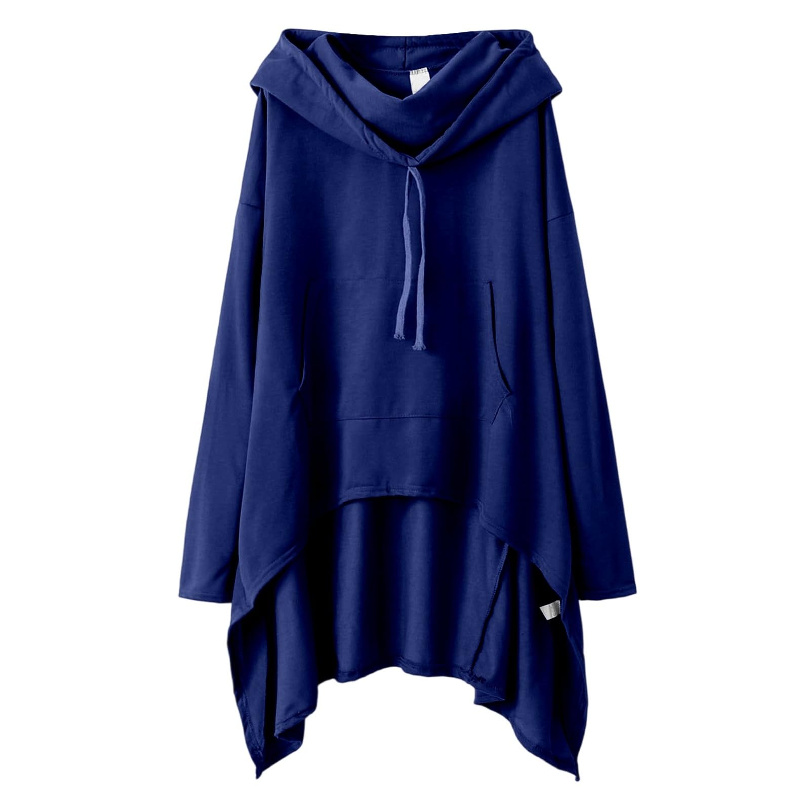 Felpa con Cappuccio Lunga da Donna, Tinta Unita, Orlo Alto e Basso, Stile Gotico, Maniche Lunghe, Tasche Oversize Felpe Invernali Ragazza Felpata