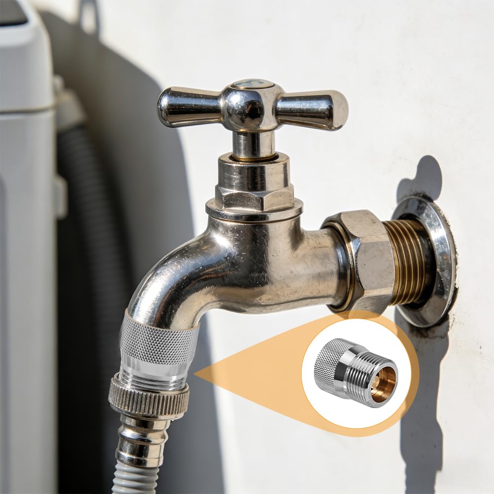 Wasserstop Sicherheitsventil 3/4 Zoll, Maschinen Schlauchplatzsicherung, Messing Verchromt Wassersparventil, Aquastop Ventil 3/4" IG x 3/4" AG, DN20 Wasserstop Adapter für Waschmaschine & Spülmaschine