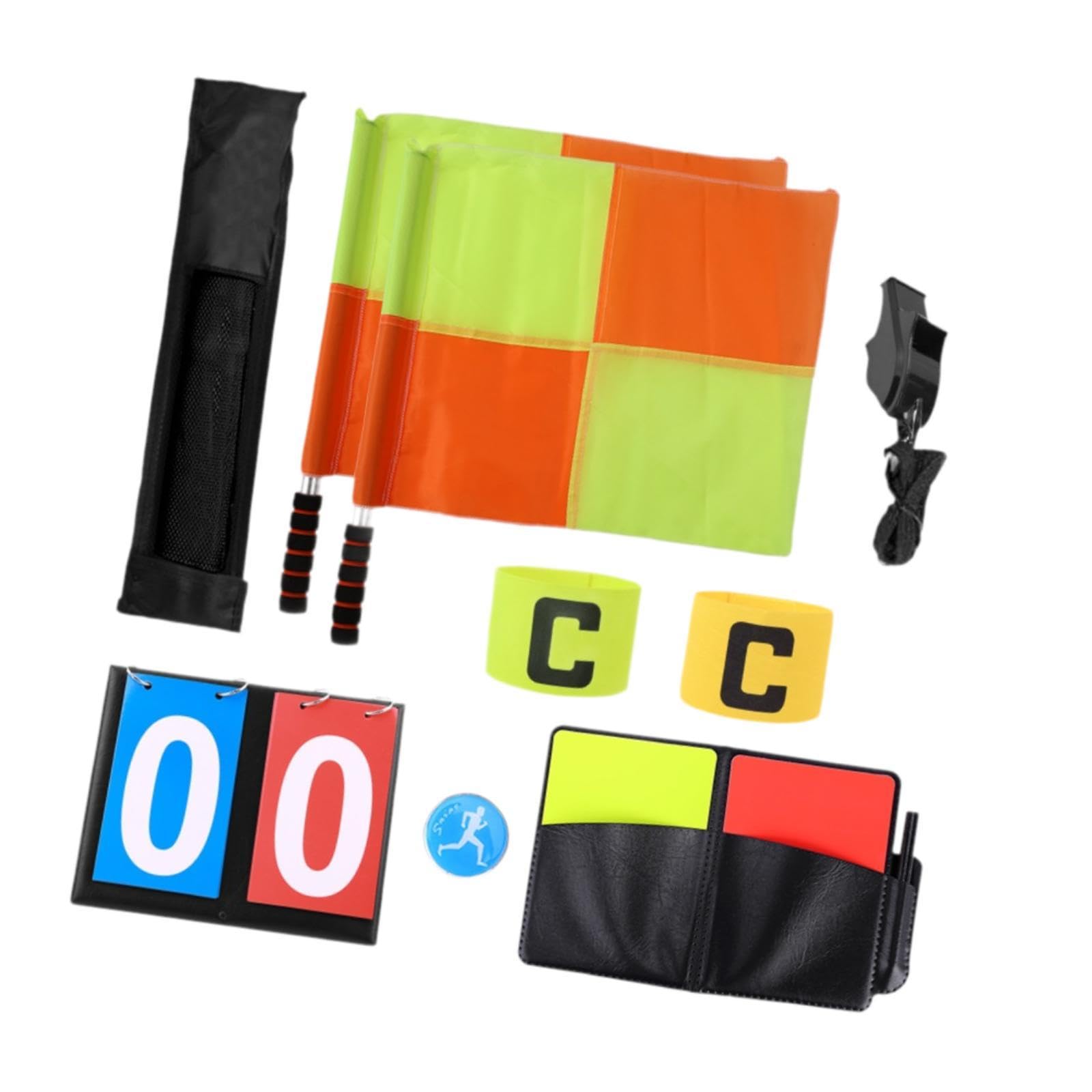 Colaxi Soccer Referee Kit Accessories Portable Referrer Equipment Referee Flag Soccer Ref Flag for Games Competition Football