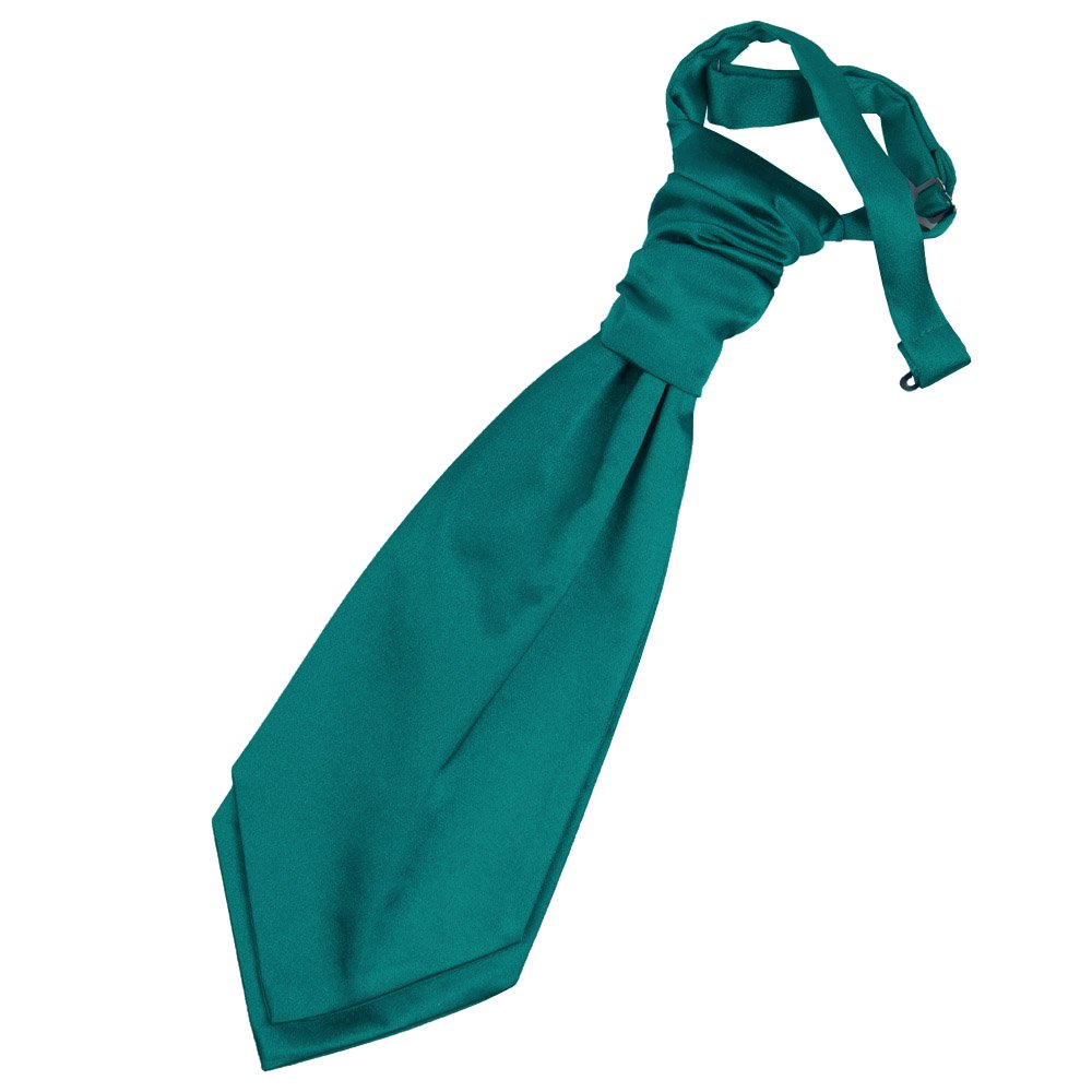 DQT Boys Plain Satin Pre-Tied Scrunchie Cravat - Wedding Pageboy Formal - Teal