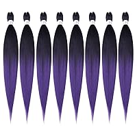 Vista 50 de ShowCoco - Extensiones de cabello trenzado preestirado profesional, 8 paquetes, 26 pulgadas, ajuste de agua caliente, textura lacia Yaki suave