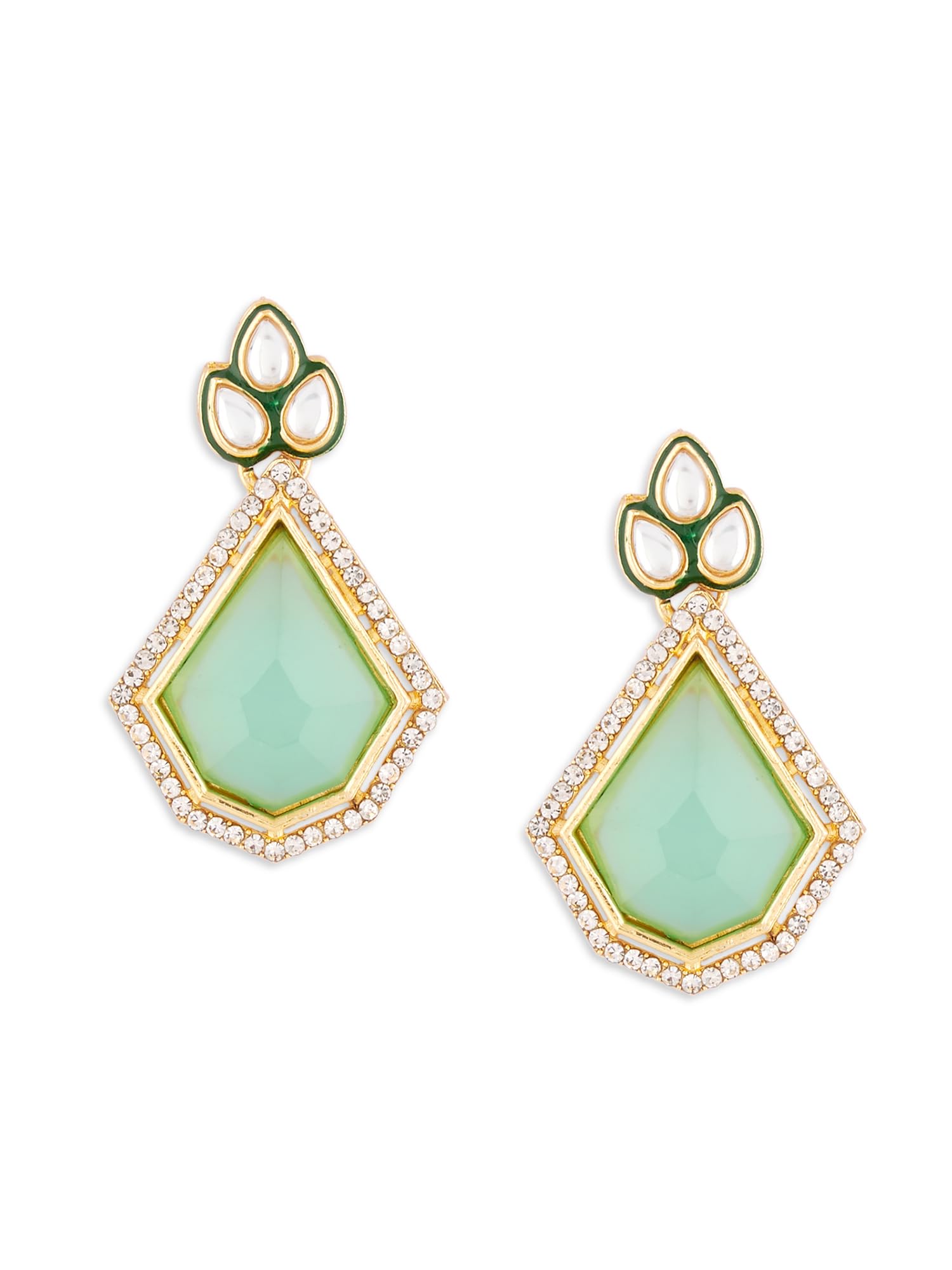 Zaveri Pearls Mint Green Stone Green Meenakari Austrian Diamonds Embellished Drop Earring For Women-ZPFK18071 (B0D3D99RM7) Amazon Price History, Amazon Price Tracker