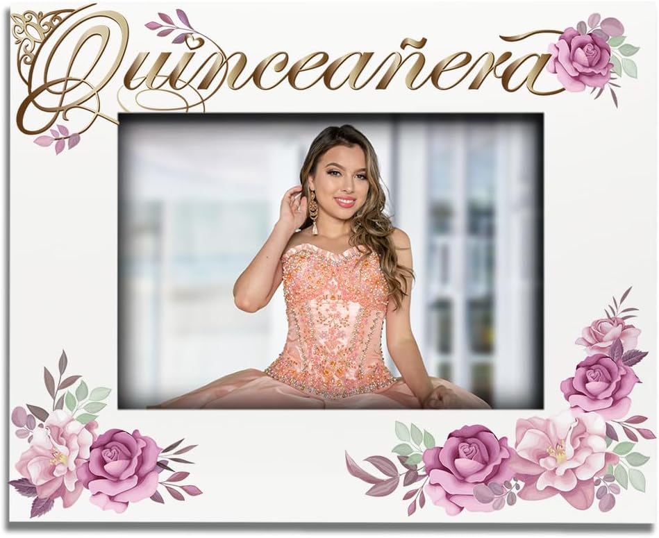 BELLA BUSTA- Quinceañera Theme Birthday-Mis Quince Años -Custom Happy 15th -Fifteen Birthday Princess - UV Print Picture Frame (5x7 Horizontal)