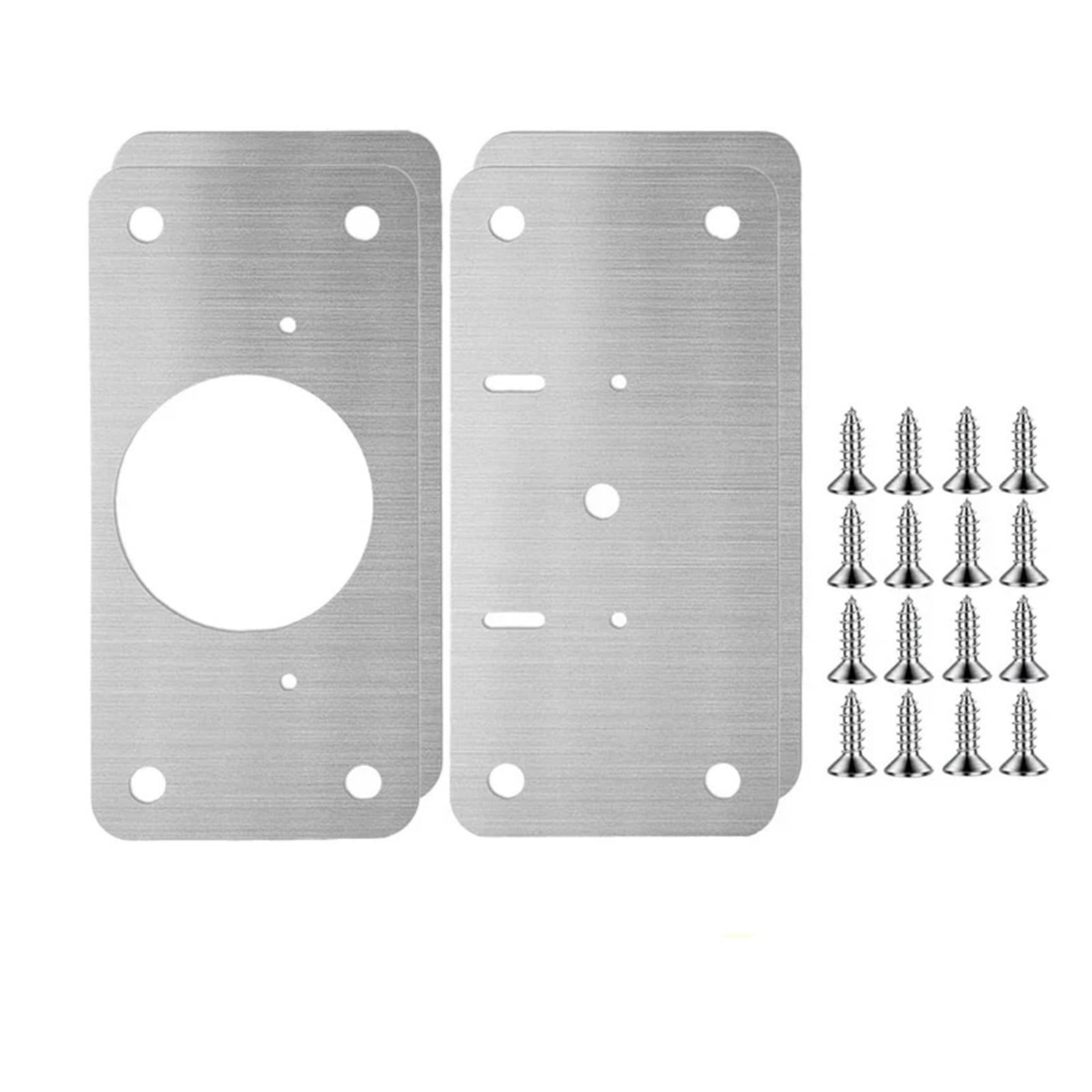 Meytxoa B- 2Sets Hinge Repair Plate Square Cabinet Hinge Repair Plates Stainless Steel Door Mounting Plate With Hole And Screws For Furniture Cupboard(B- 2Sets)