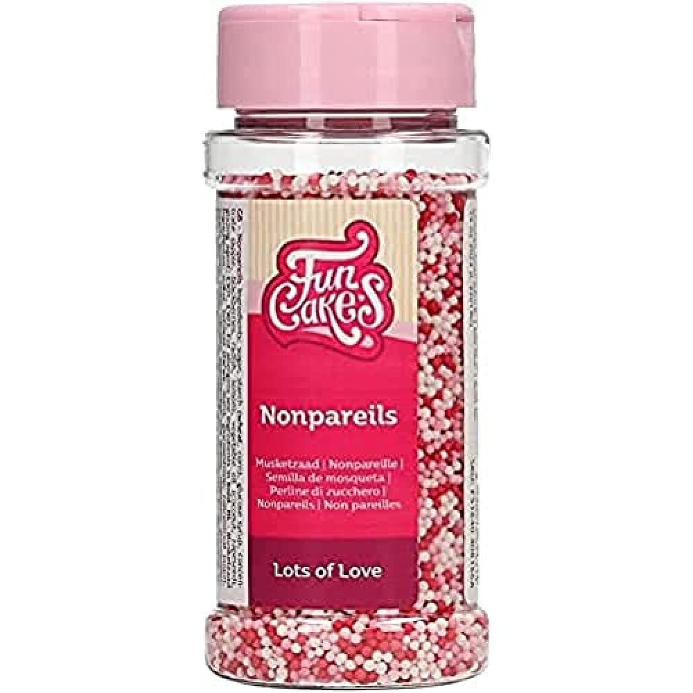 FunCakes Nonpareils Lots of Love: Sprinkles gâteau, un bon goût, parfait pour la décoration de gâteaux, des centaines et des milliers de sprinkles. 80 g.