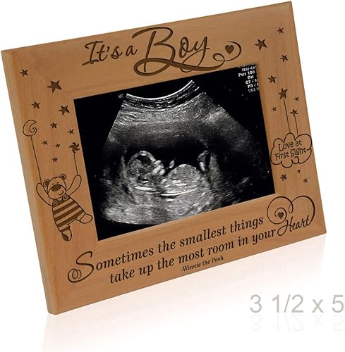 Miniatura 3 de KATE POSH Portarretratos de madera grabada para bebé, Sometimes The Smallest Things ocupan la mayor cantidad de espacio de tu corazón, marco de