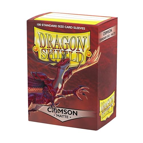 Dragon Shield | Standard Size Card Matte Sleeves | 100 CT - Smooth & Tough Premium TCG Sleeves | Compatible with Pokemon, Flesh & Blood, One Piece & Magic The Gathering | Crimson - Matte - Crimson