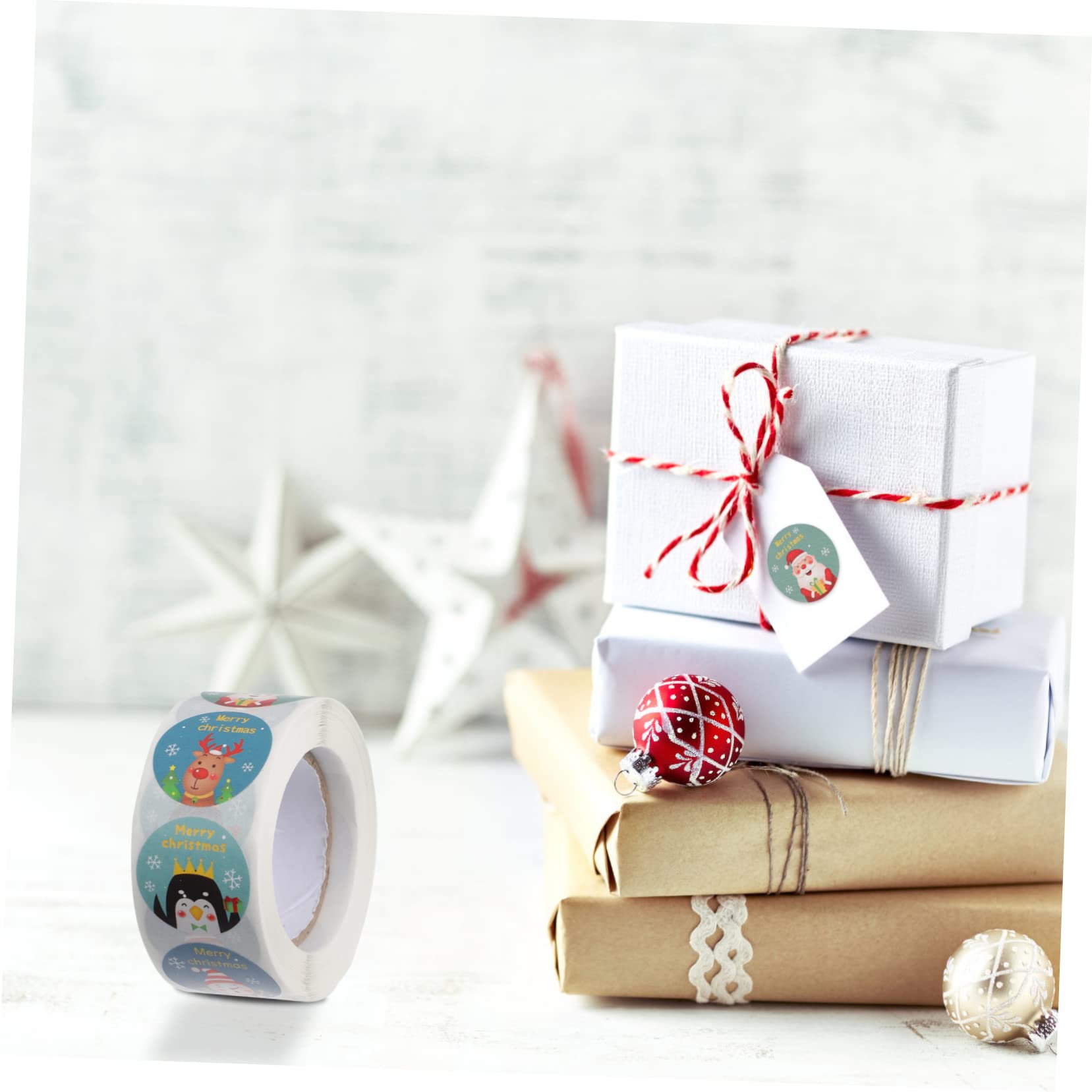 Tofficu 6rotoli Adesivi Natalizi Decorativi Di Etichette Per Regali e Biglietti Di Auguri Perfetti Per Pacchetti e Progetti Fai Te Durante Natale