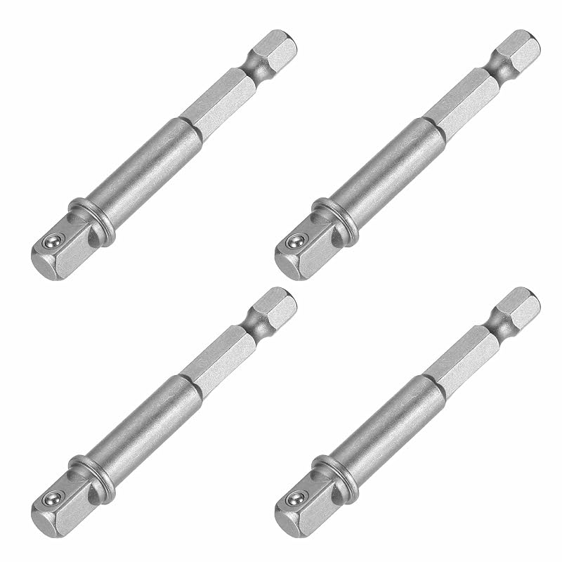 Kit de adaptadores para soquete de impacto HARFINGTON com encaixe quadrado de 1/4 pol. e haste hexagonal de 6,5 cm, 4 peças