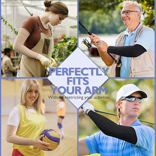 Miniatura 7 de CASMON Manga de compresión para brazo de linfedema de 20-30 mmHg para hombres y mujeres (individual), soporte de brazo para recuperación,