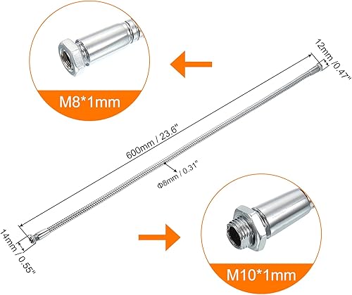 Miniatura 2 de PATIKIL Micrófono de cuello de cisne de 23.6 pulgadas, rosca fina M10M8, manguera universal de metal de 0.315 in, brazo flexible, extensión de tubo