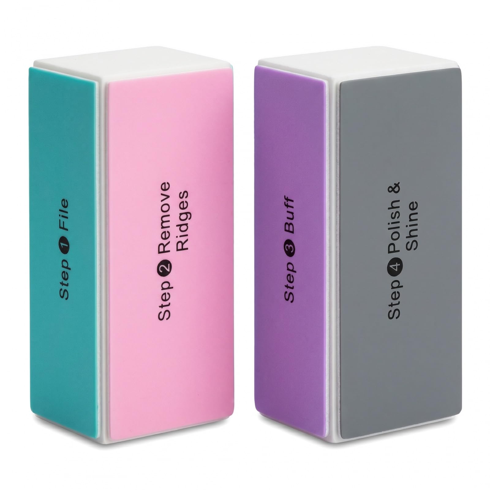 Muiltvoe 4-Way Nail Buffer Block Set, Professional Nail Files and Buffers for Natural and Acrylic Nails, Manicure Sanding Buffing Block for Shaping, Smoothing, Polishing and High Gloss Shine