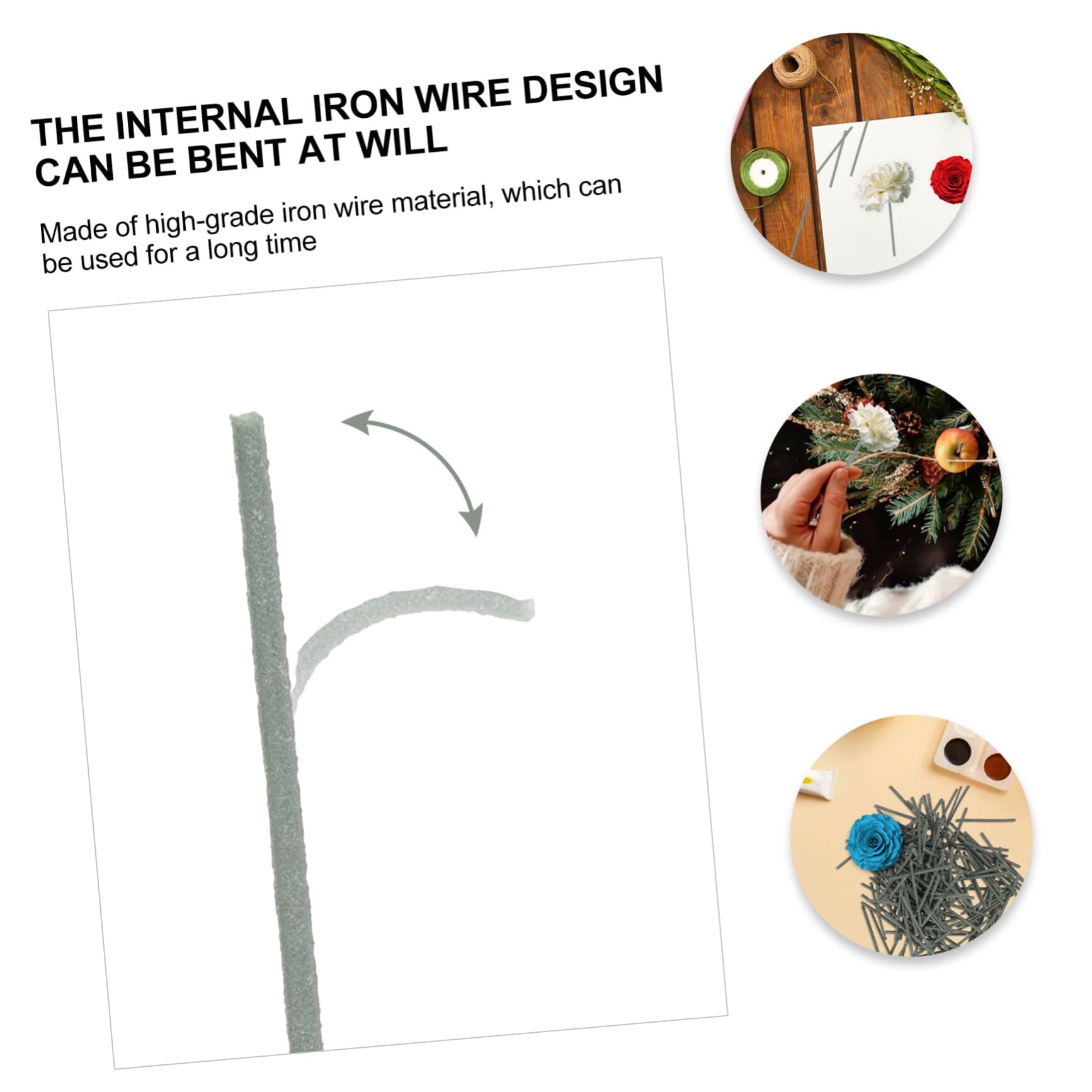 IWOWHERO Floral Stem 400pcs Floral Stems DIY Crafts Wire Artificial Plant Sticks Material for Wedding Bouquet Long-use