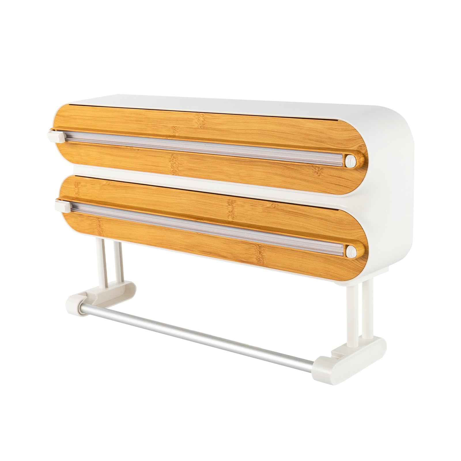 Dispenser 3 in 1 per cucina, frigorifero | Porta rotolo di carta da cucina, porta rotolo di carta da cucina, portarotolo da parete in alluminio