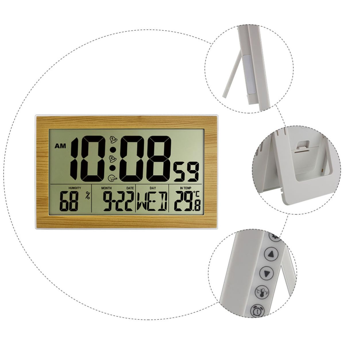 Reloj Despertador Digital de Pared Calendario para Oficina y Hogar