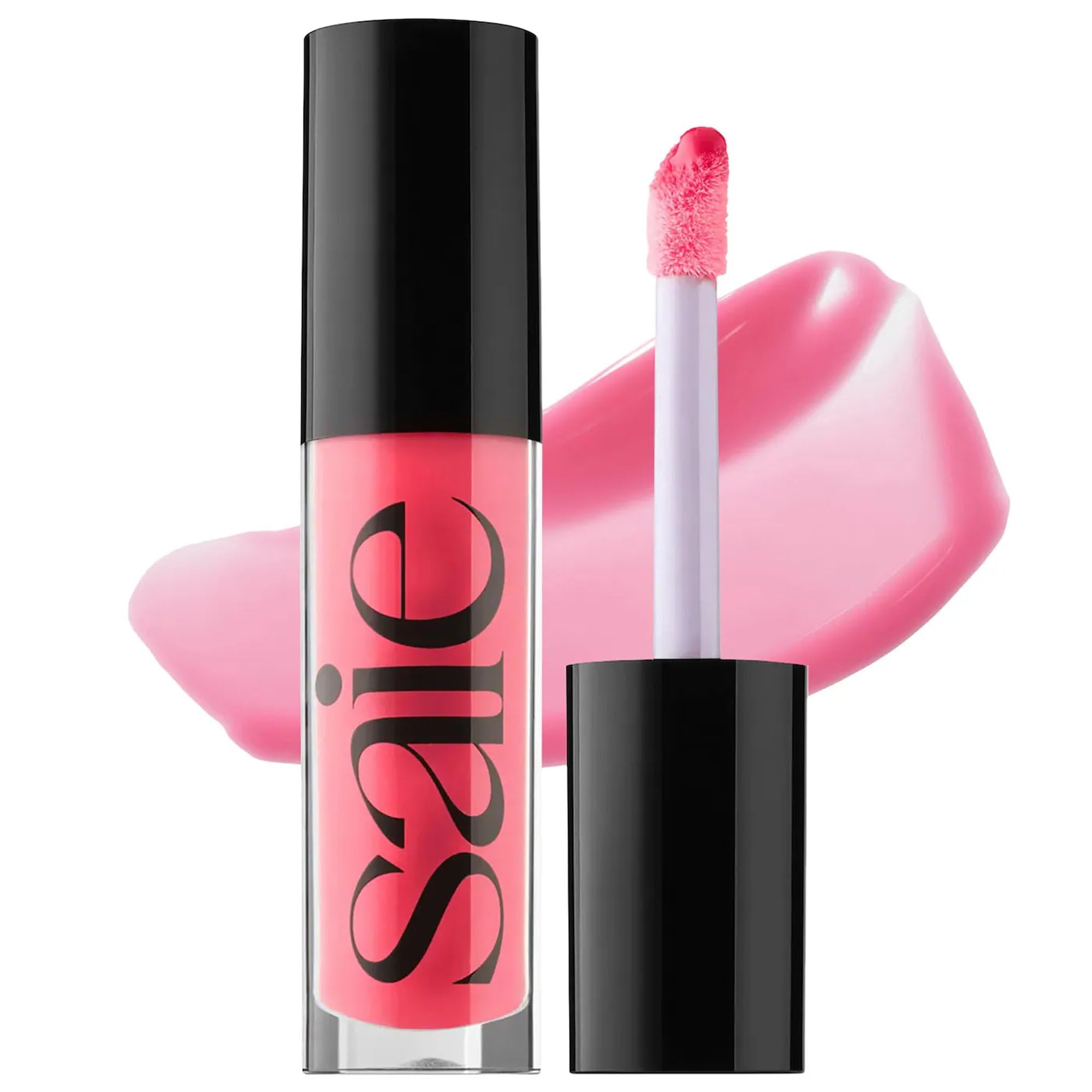 Saie Glossybounce High-Shine Hydrating Lip Gloss Oil - Aceite de labios transparente con color y ácido hialurónico + jojoba
