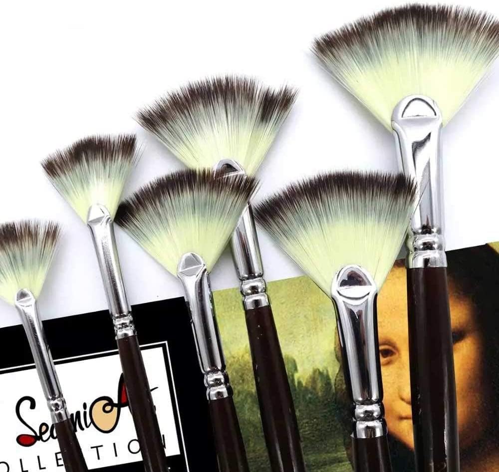 扇形のナイロンヘアガッシュ水彩画ブラシセット 学校用 ペインティング デッサン ペインティング ブラシ 画材 (色: ニッケル)