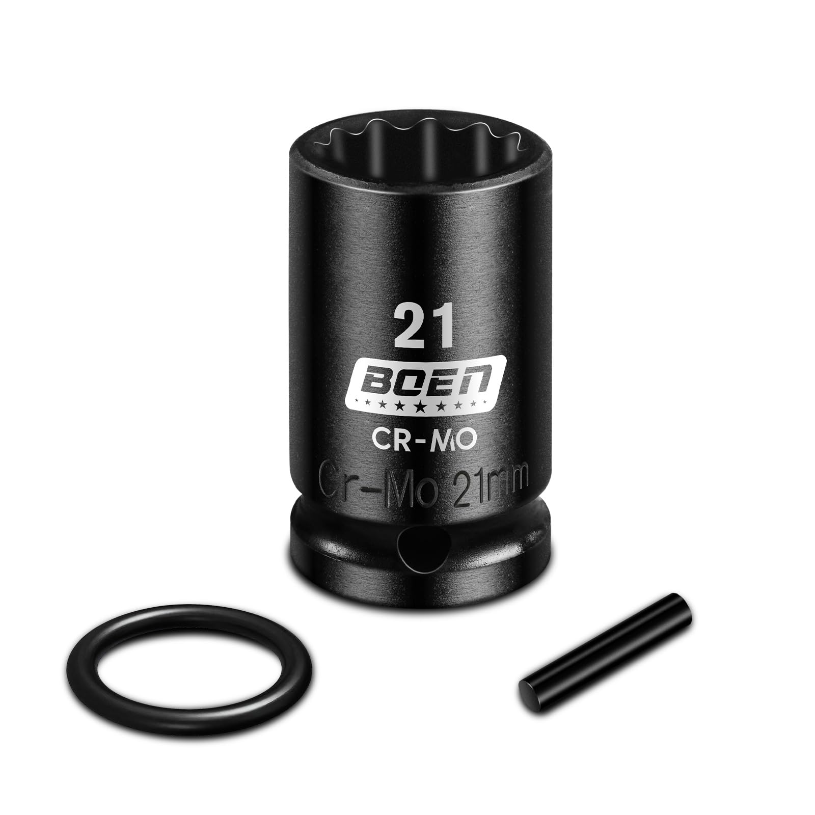 Mr.wintek 21mm Scaffolding Impact Socket 1/2" Drive with Retaining Pin & O-Ring, 12 Point Design, CR-MO Steel for Scaffolding Coupler, Pipe Clamps, High-Torque Applications, Automotive Repair
