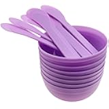 DIY Slime Making Tools 8 Plastic Slime Bowl and 8 Glue Mixing Spoons for Glue and Slime Mixing (8 Sets Purple)