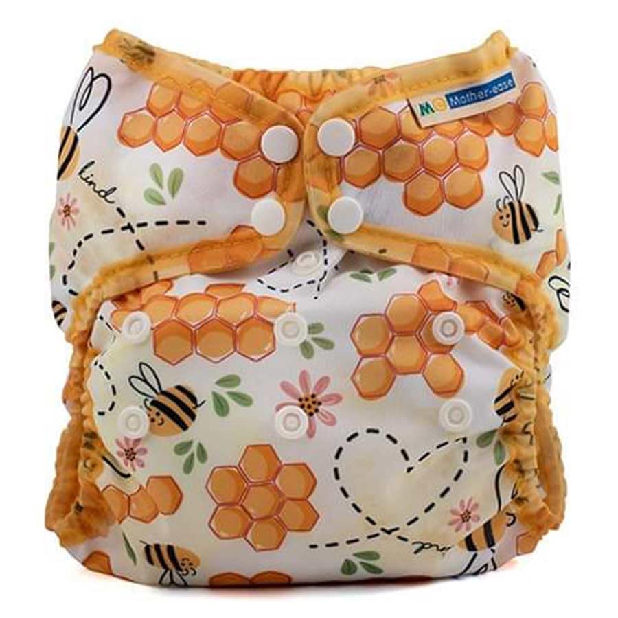 Mother-ease Wizard Duo Reusable Nappy Wrap, All-in-Two System, Adjustable Waist with Poppers, Unisex (Beekind, One Size)