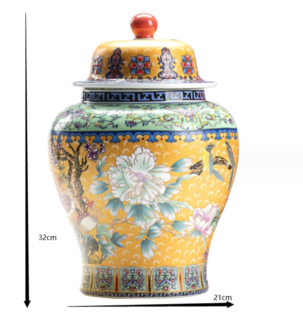 Ceramiczny wazon na słoik imbirowy z zamkniętą pokrywką, do dekoracji domu i przechowywania, dekoracyjny pojemnik na herbatę, idealny do eleganckich akcentów domowych