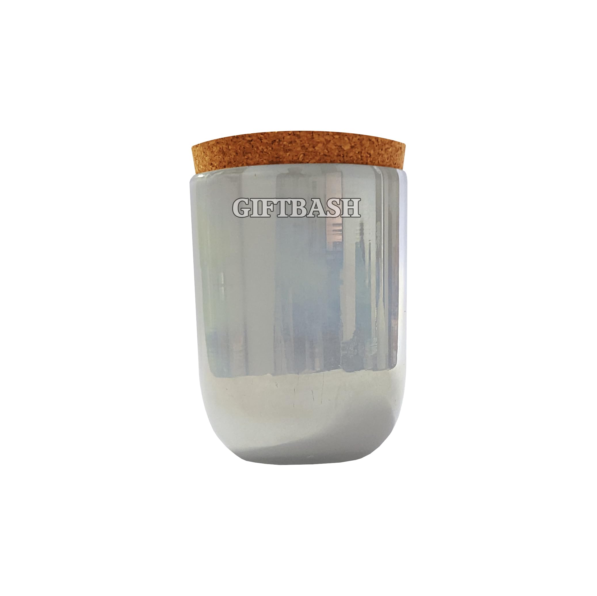 Rainbow Finish Round Base Empty Pearl White Colored Glass Jar with Cork Lid, Set of 3, 400 ml Each, | Storage Jar | Jars for Candle Making | Jar for Diy Projects | Jars for Gift Hampers