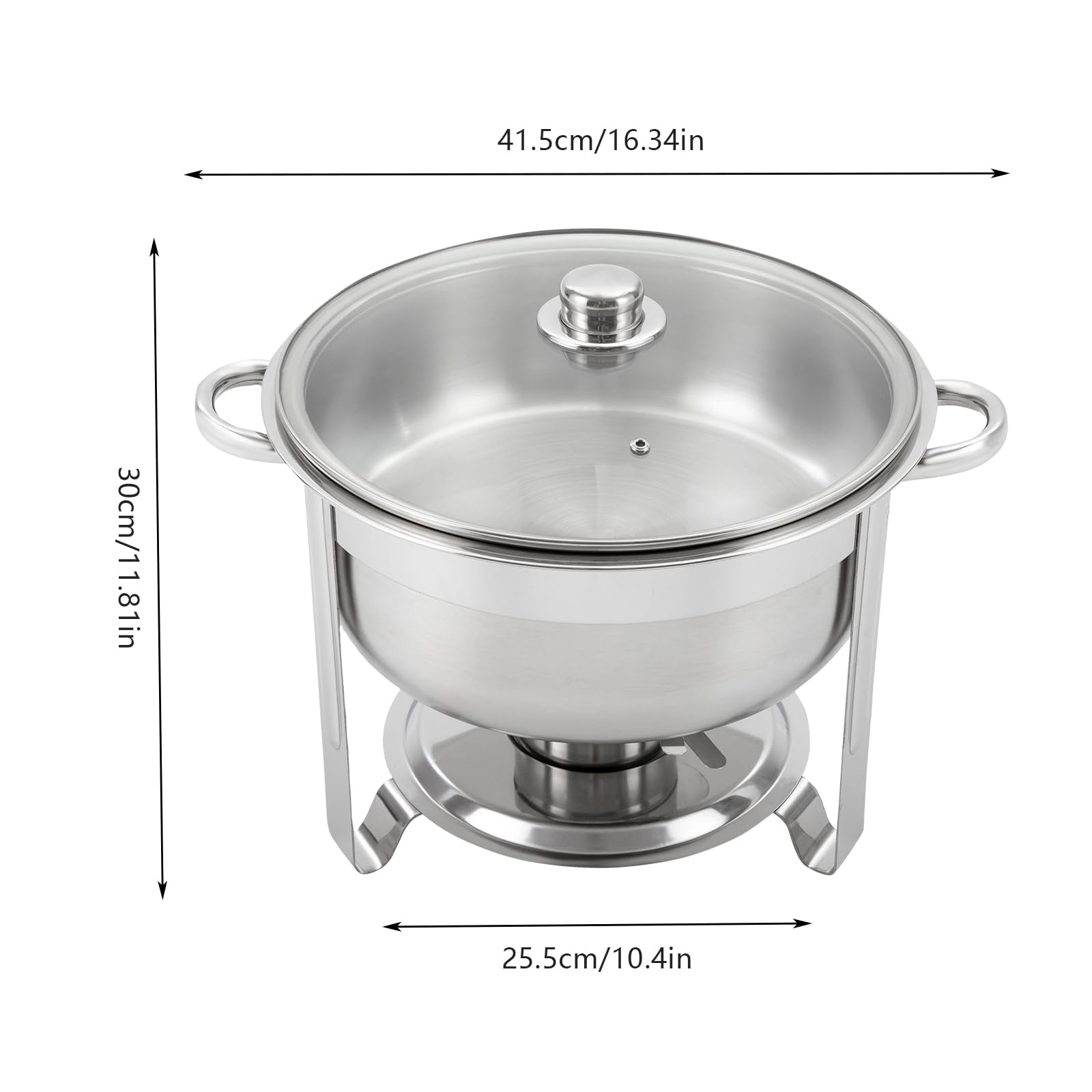 Set da buffet rotondo Chafing Dish in acciaio inox con padella e coperchio, contenitore termico per alimenti, per feste, cene, hotel e altre occasioni