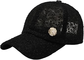 Lace Baseball Cap for Women Baseball Caps with Lace Grace Baseball Cap with a Flower Badge Visor Sun Hat