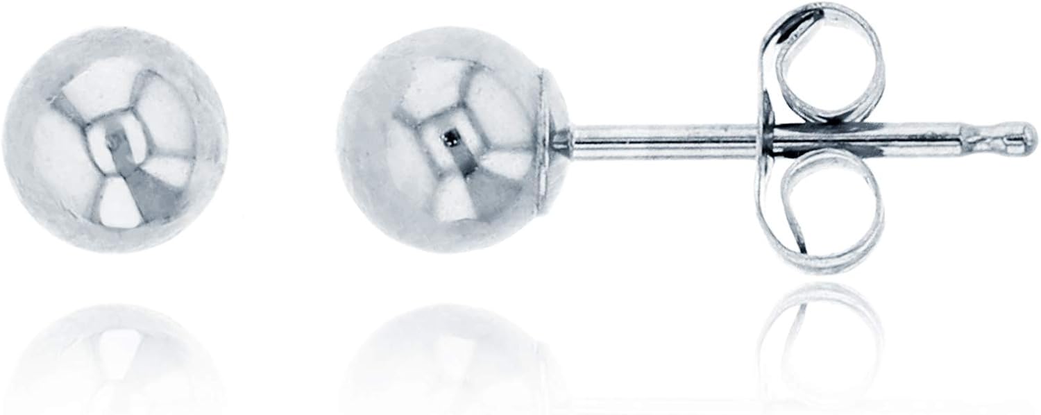 14K White Gold 4mm High Polished Ball Stud Earring