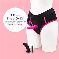 Vista 2 de Lovehoney Black & Pink Double Up Vibrating Dual Penetration Strap On Kit - LXL - Algodón