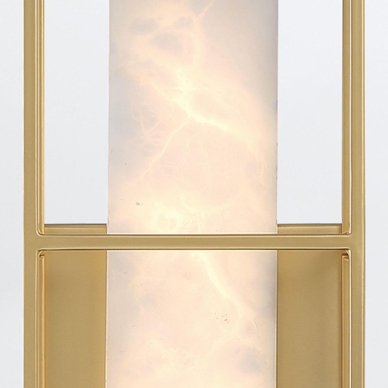 Licht-Erlebnisse Wandlampe LED Badezimmer Wandleuchte IP44 40.6 cm hoch Metall Alabaster in Gold Weiß 3000 K 800 lm Badleuchte Spiegel
