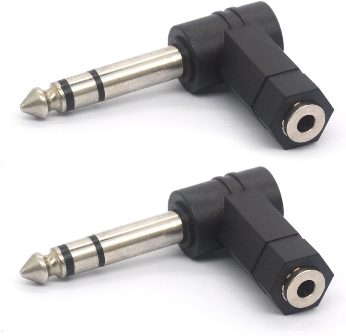 Right Angled 3.5 to 6.35 Audio Adapter, 90 Degree 6.35mm 1/4 inch Stereo Jack Plug to 3.5mm Stereo Socket Adaptor