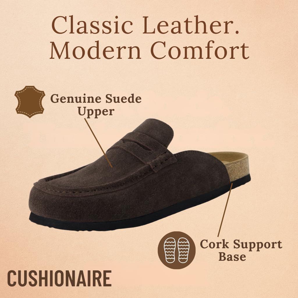 CUSHIONAIRE Fondu Genuine Leather Mule Clogs for Women, Comfortable Slip On Womens Shoes with Penny Strap Accent and Memory Foam Footbed - Image 5