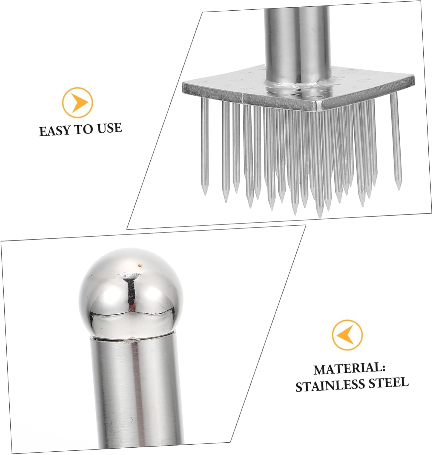 PRETYZOOM Stainless Steel Meat Tenderizing Tool with Needles Heavy Duty Kitchen Supply for Quick Tenderizing of Steak Pork Chicken More Reduces Cooking Enhances Flavor