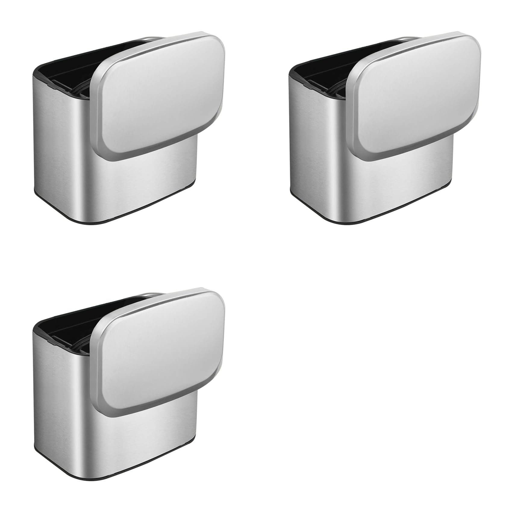 Hndhbfgrt 3X Hanging Stainless Steel Compost Bin 1.05 Gallon Wall Mounted Trash Can with Lid, Cabinet Door Sink Garbage Can