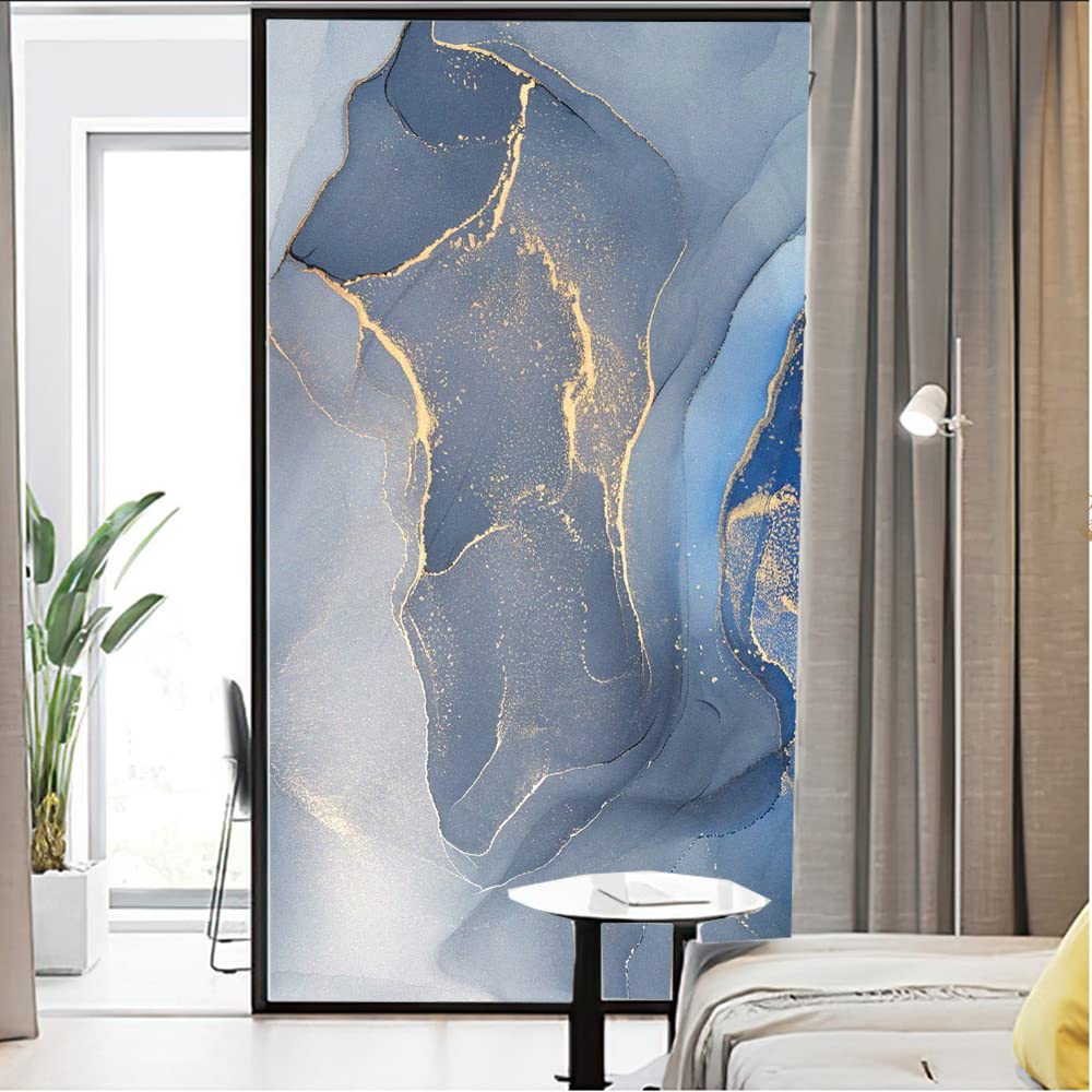 Película adhesiva para ventana de grano de mármol, adhesivo de privacidad, cubierta decorativa esmerilada para ventana, para el hogar, 70 x 120 cm, filtro de luz, fácil instalación, protección UV