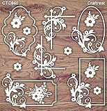 CrafTreat Florale lasergeschnittene Spanplatten-Verzierungen für Karten und Scrapbooking – Wirbelrahmen – Größe: 14 x 15 cm – Schnörkelverzierungen zum Basteln