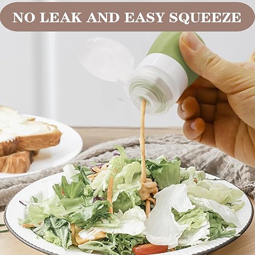 Miniatura 4 de Ksooly Paquete de 5 botellas de aderezo para ensaladas de 1.3 onzas con cepillo de limpieza, recipiente pequeño para aderezo de ensalada para