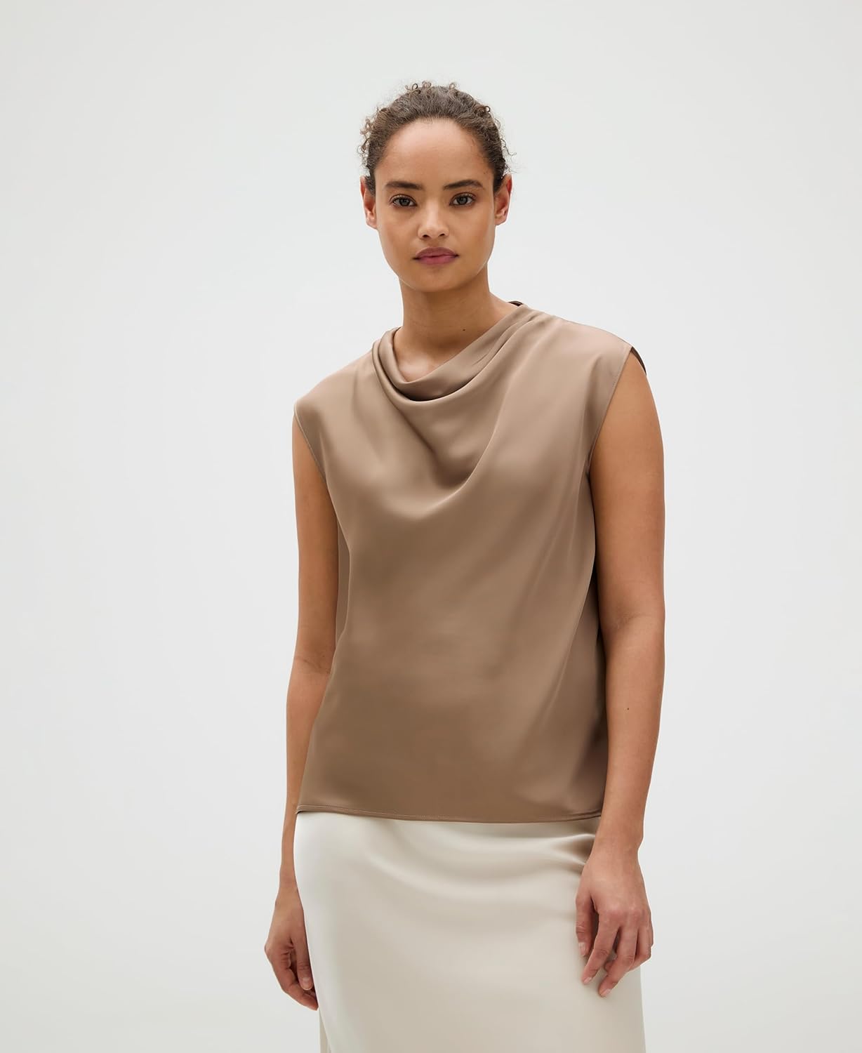 Calvin Klein Womens Satin Cowl Neck Blouse - Image 5