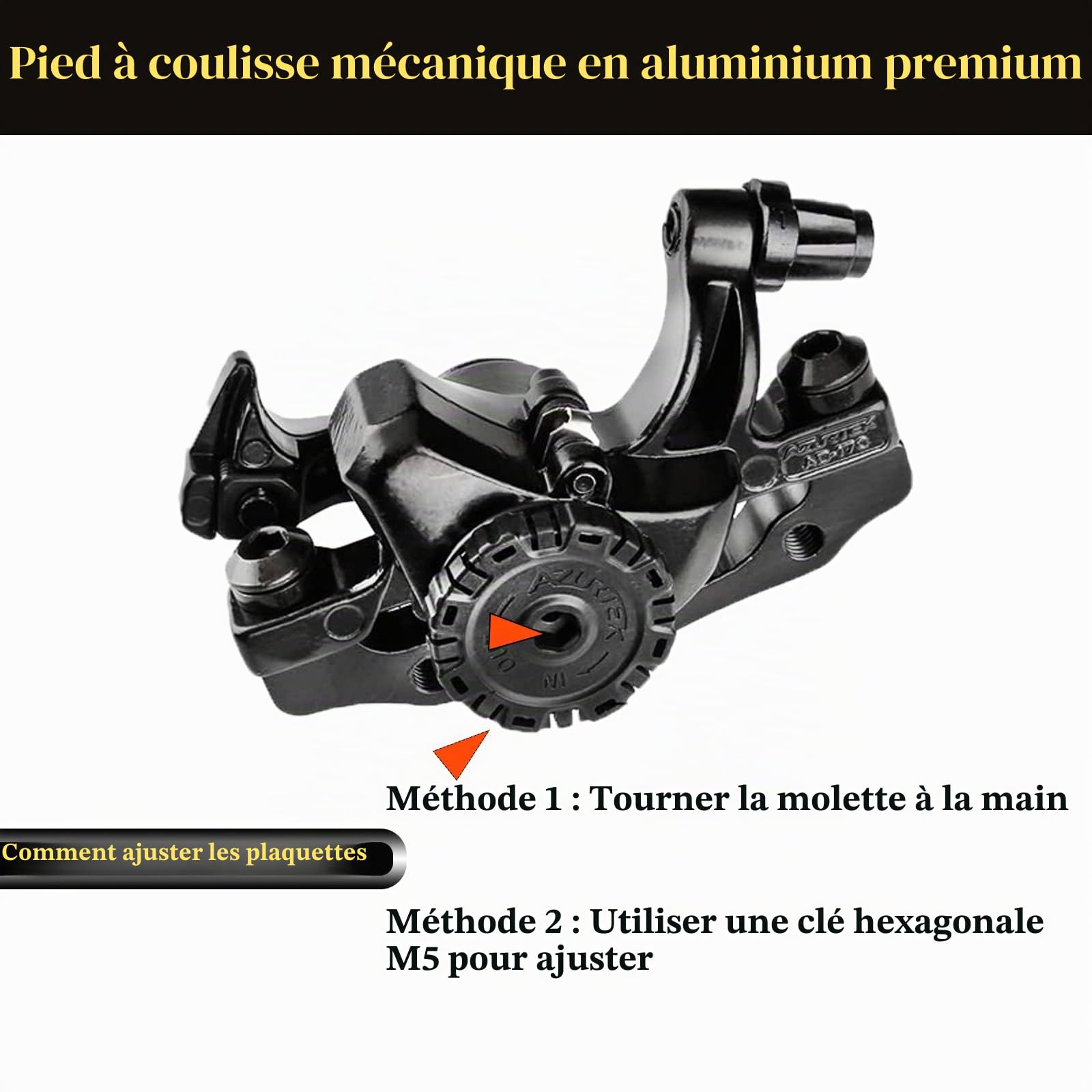 Kit de Frein à Disque de vélo, étrier en Aluminium Avant et arrière, Levier de Frein de vélo en Alliage d'aluminium, Rotor de 160 mm, ajusteur de Plaquettes mécaniques
