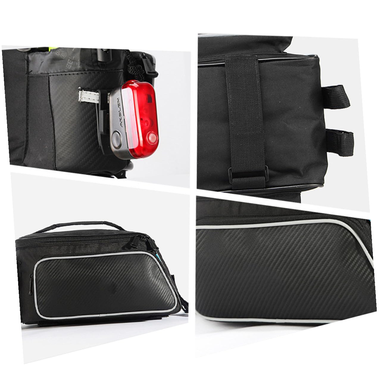 Hohopeti Borsa per Portapacchi Bici, Capienza Ampia in Nylon Nero | Strisce Riflettenti, Vestibilità, per Mountain Bike e Bici da Ragazzo Ragazza