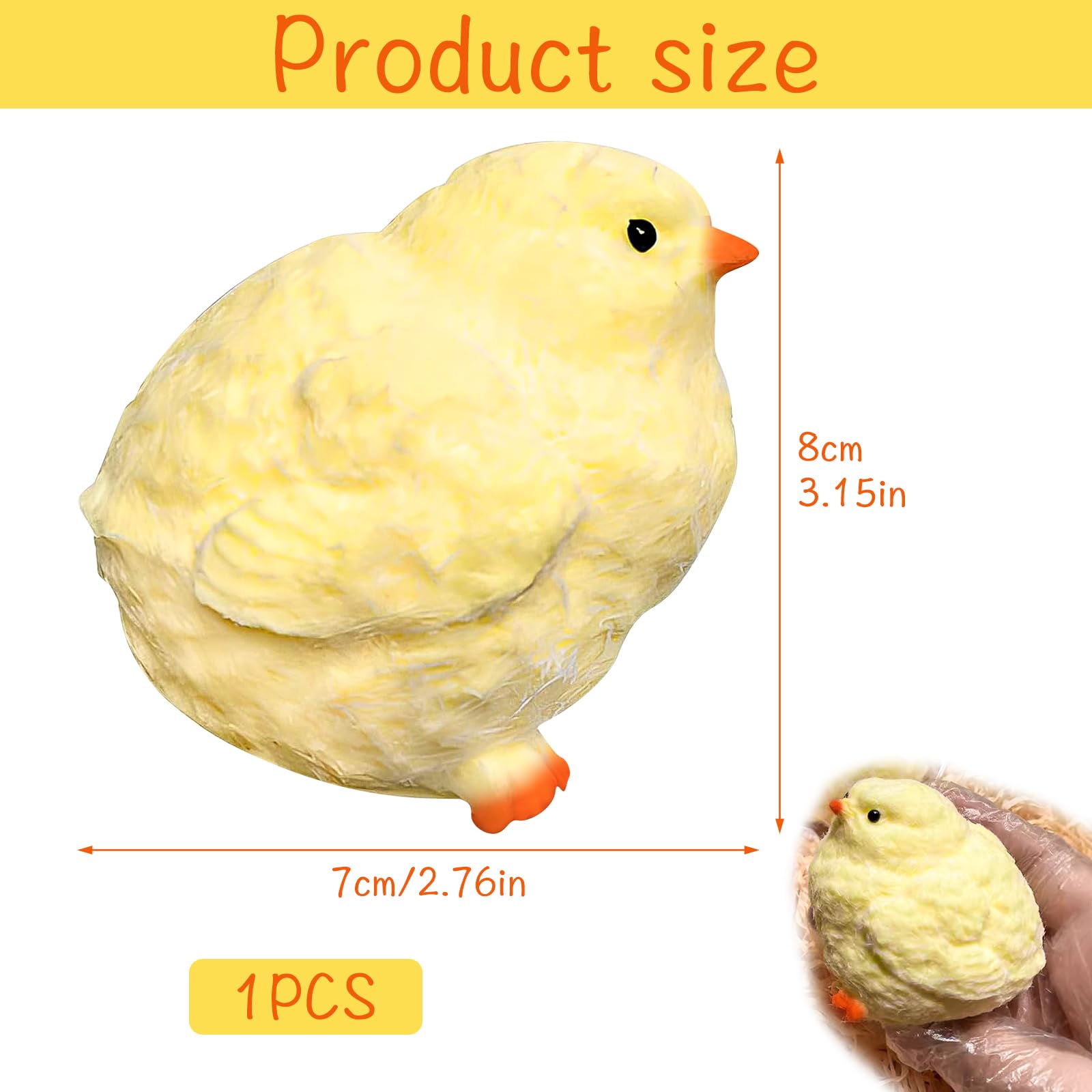 Taba Squishy Toy, Yellow Mini Fufu Squishies, Taba Squishy, Chicken Toy, Stress Relief Fidget Toys for Adults, Kids, Furry Squishy Animals for Office, Home, Travel - Image 2