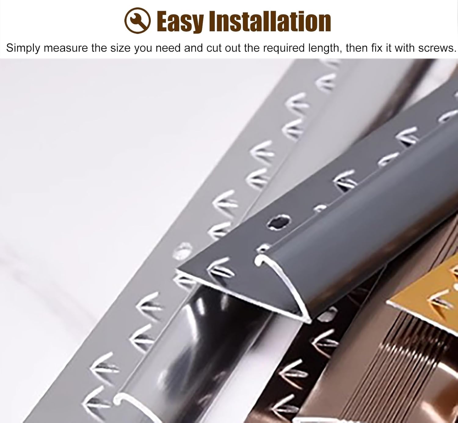 TREGOO Transition Strip Arc Carpet Edge Protector with Teeth, Metal Edge Trim Cover for Indoor Doorway, V Molding Floor Seal Trimming Bar, Floor to Rug Gripper Strips (Color : Brushed Gray)