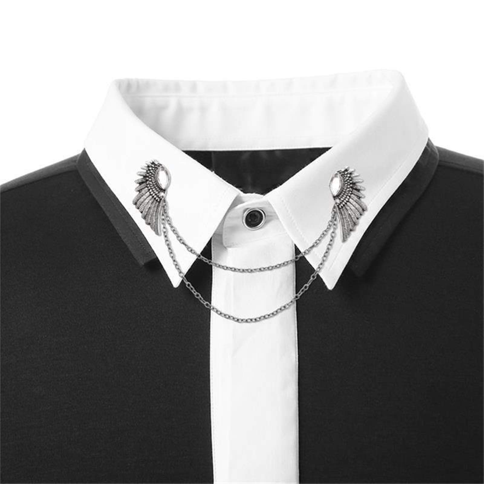 Brooch for Women Multiple Layers Chain Crown Skull Head brooches Shirt Collar Pins broches Made in China