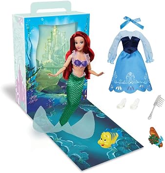 Disney Store Official Ariel Story Doll - 11 Inches - Includes Coloring Book and Additional Dress, Princess Doll in Classic Outfit, Disney Princess Toys