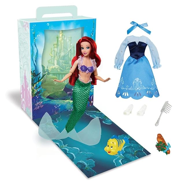 Disney Store Muñeca oficial de la princesa Story (Ariel de la Sirenita de 28 cm) que contiene un libro…