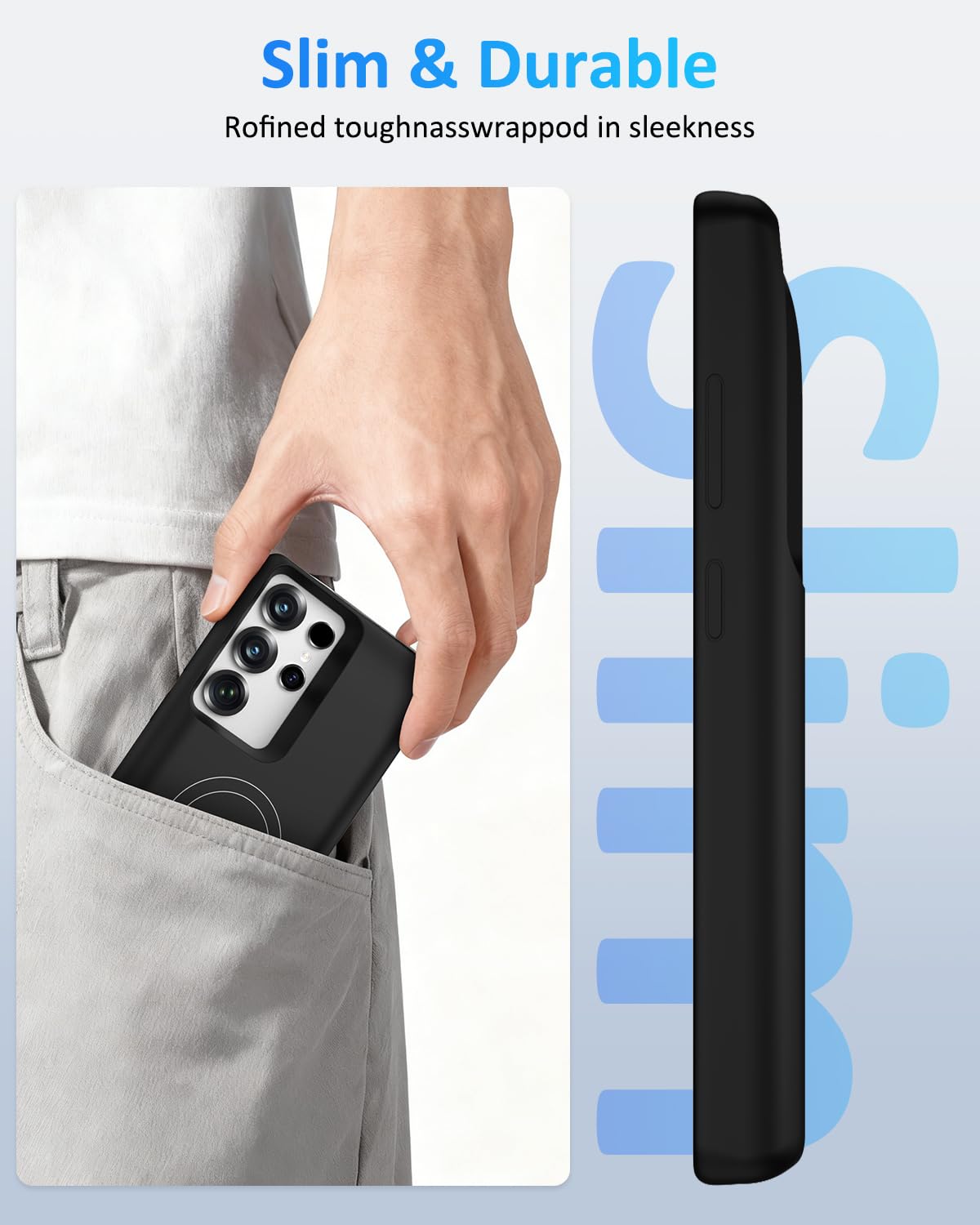 Akkuhülle für Samsung Galaxy S25 Ultra (15000mAh),Tragbares GAN-Tech Ladegerät Wiederaufladbare Schutzhülle Akku Hülle Externe Handyhülle Batterie Power Bank für Galaxy S25 Ultra(6,9‘’)